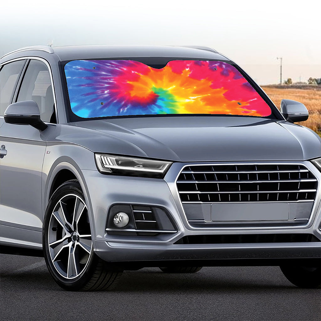 Colorful Spiral Tie Dye Print Car Windshield Sun Shade