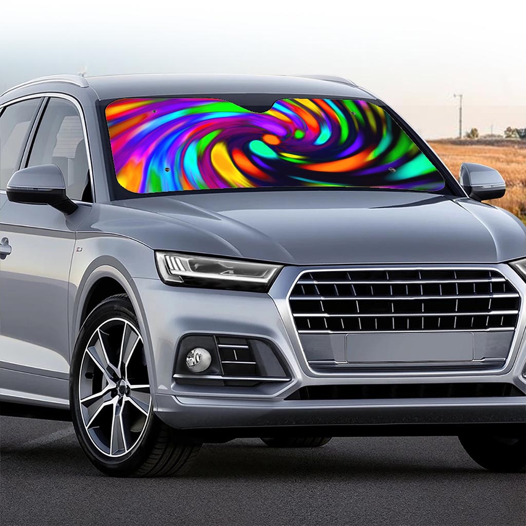 Colorful Spiral Trippy Print Car Windshield Sun Shade