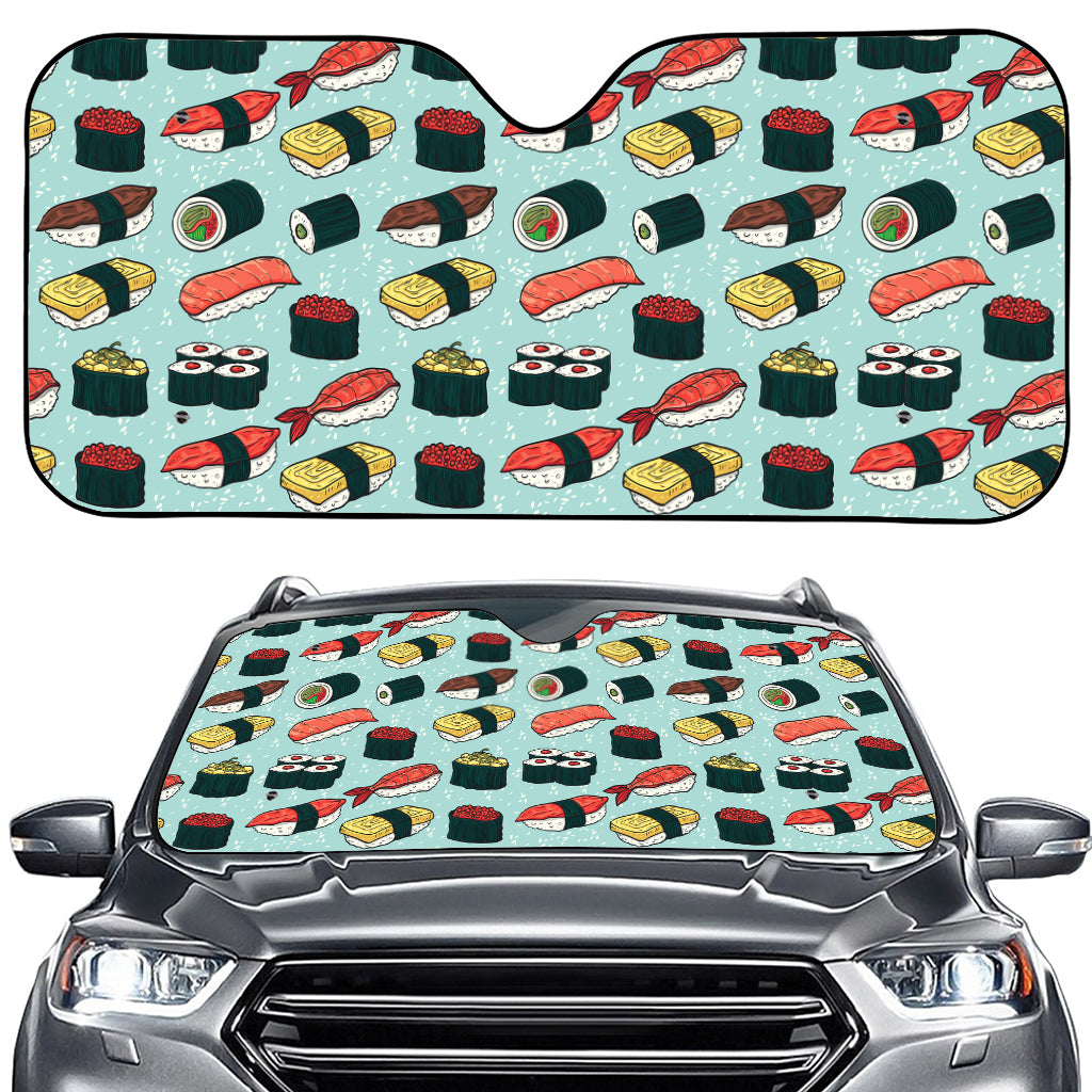 Colorful Sushi And Rolls Pattern Print Car Windshield Sun Shade