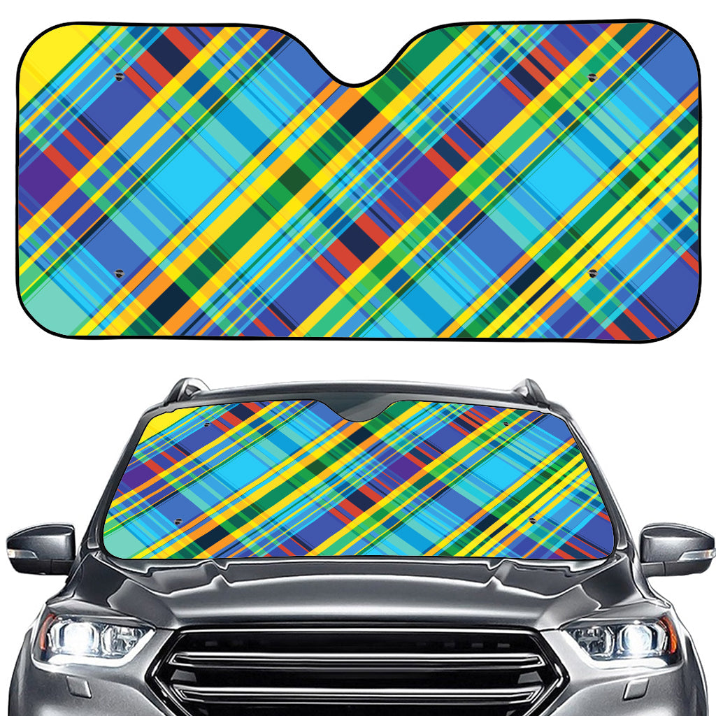 Colorful Tartan Pattern Print Car Windshield Sun Shade