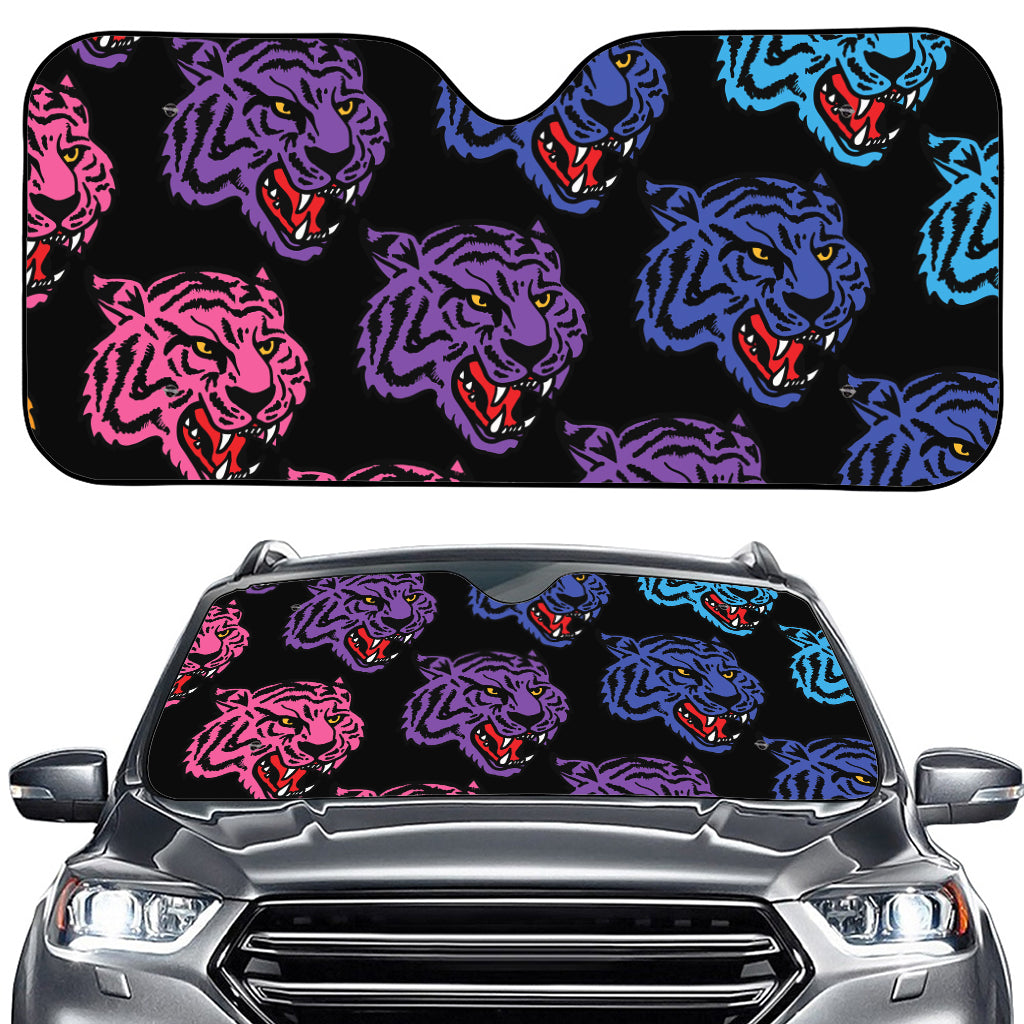 Colorful Tiger Head Pattern Print Car Windshield Sun Shade