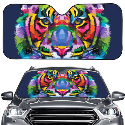 Colorful Tiger Portrait Print Car Windshield Sun Shade
