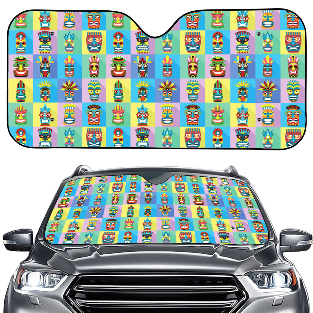 Colorful Tiki Pattern Print Car Windshield Sun Shade