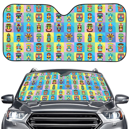Colorful Tiki Pattern Print Car Windshield Sun Shade