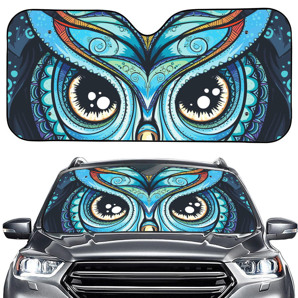 Colorful Tribal Owl Print Car Windshield Sun Shade