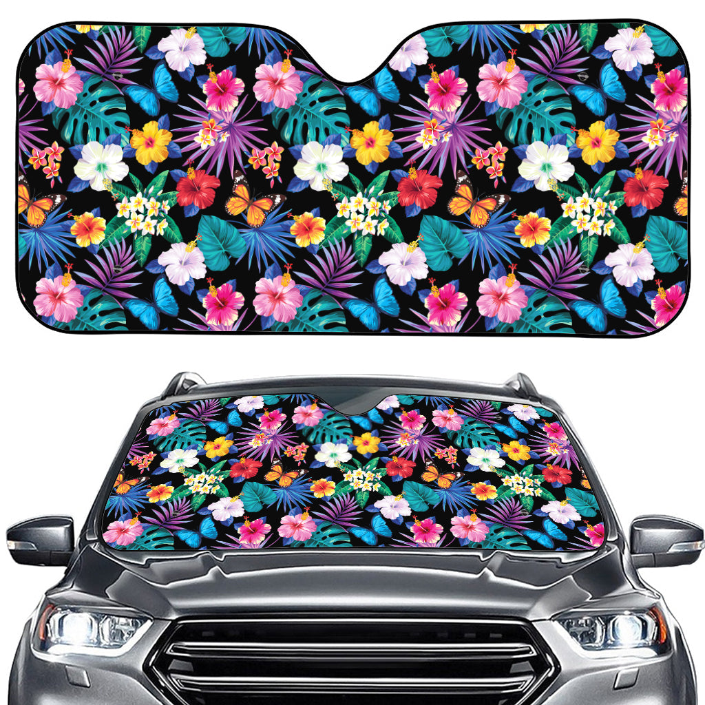 Colorful Tropical Jungle Hawaiian Print Car Windshield Sun Shade