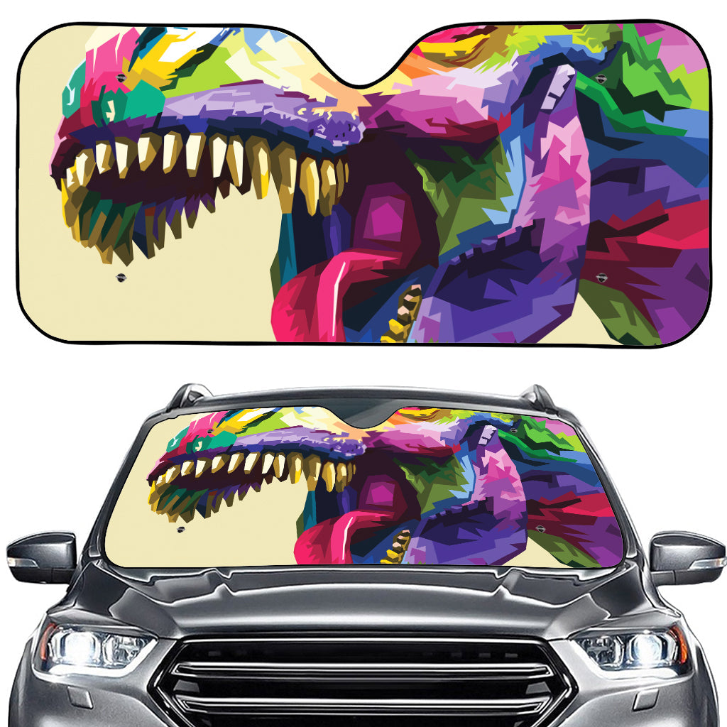 Colorful Tyrannosaurus Rex Print Car Windshield Sun Shade