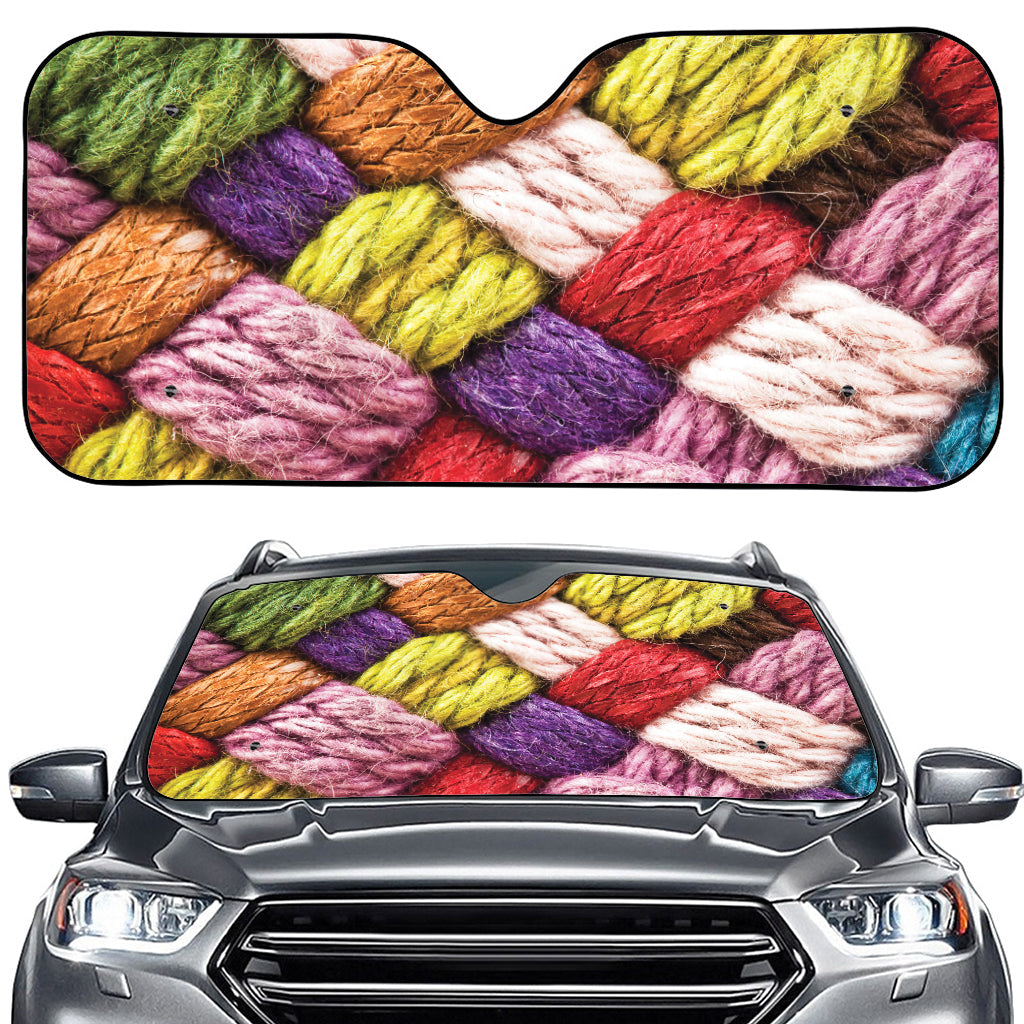 Colorful Wool Yarns Print Car Windshield Sun Shade