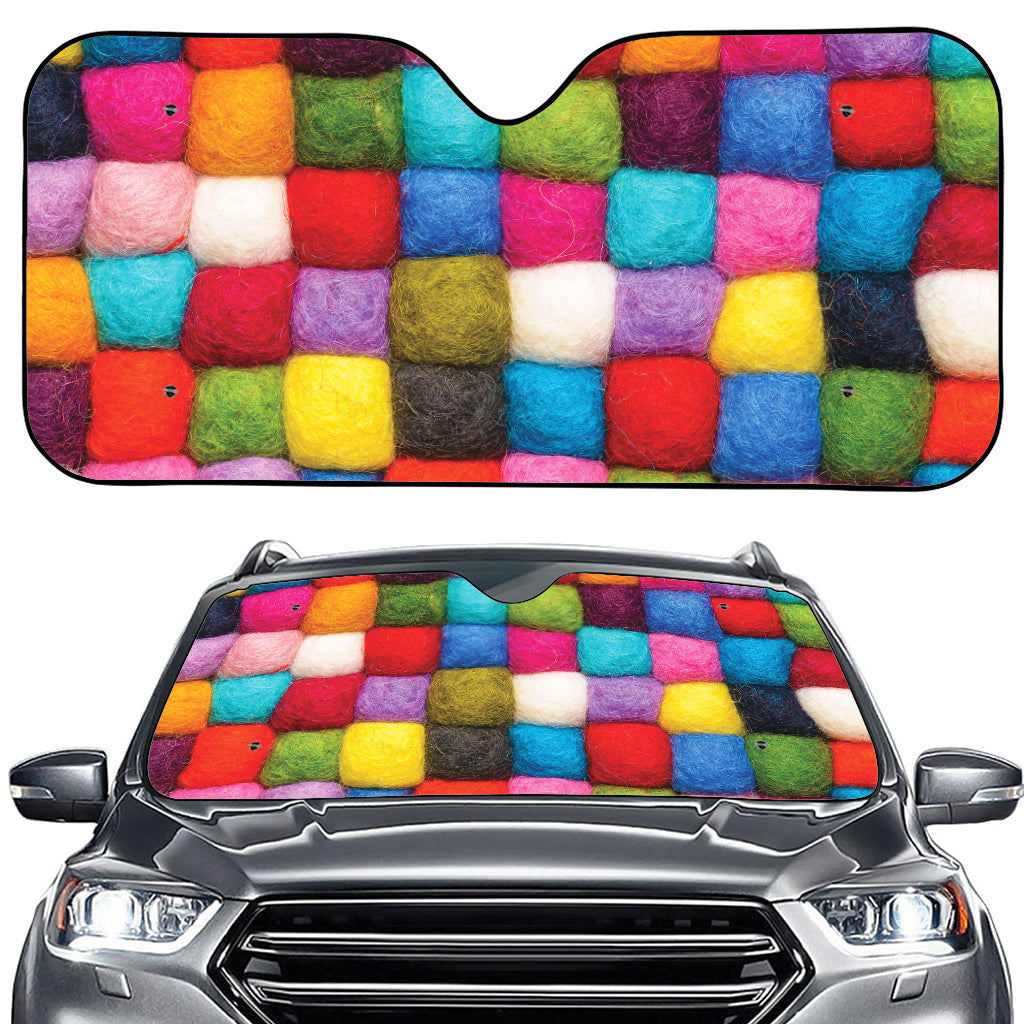 Colorful Yarn Balls Print Car Windshield Sun Shade