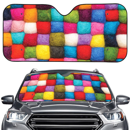 Colorful Yarn Balls Print Car Windshield Sun Shade
