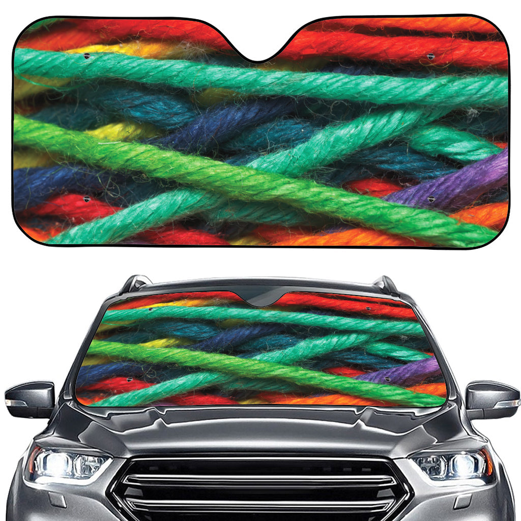 Colorful Yarn Print Car Windshield Sun Shade