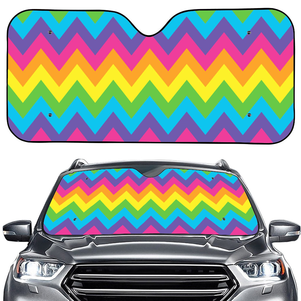 Colorful Zigzag Pattern Print Car Windshield Sun Shade