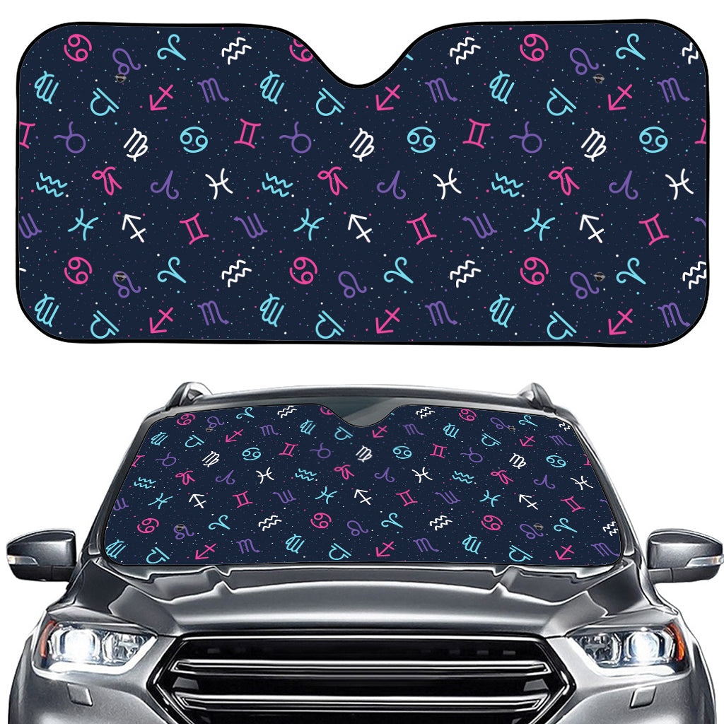 Colorful Zodiac Symbols Pattern Print Car Windshield Sun Shade