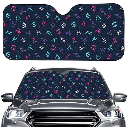 Colorful Zodiac Symbols Pattern Print Car Windshield Sun Shade