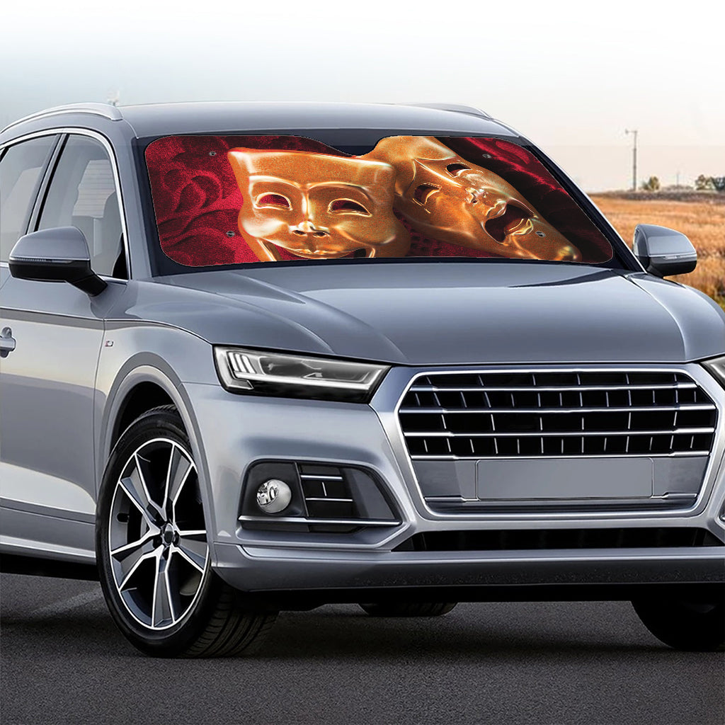 Comedy And Tragedy Theater Masks Print Car Windshield Sun Shade