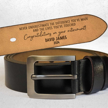 Congratulation For Your Retirement - Personalized Engraved Leather Belt