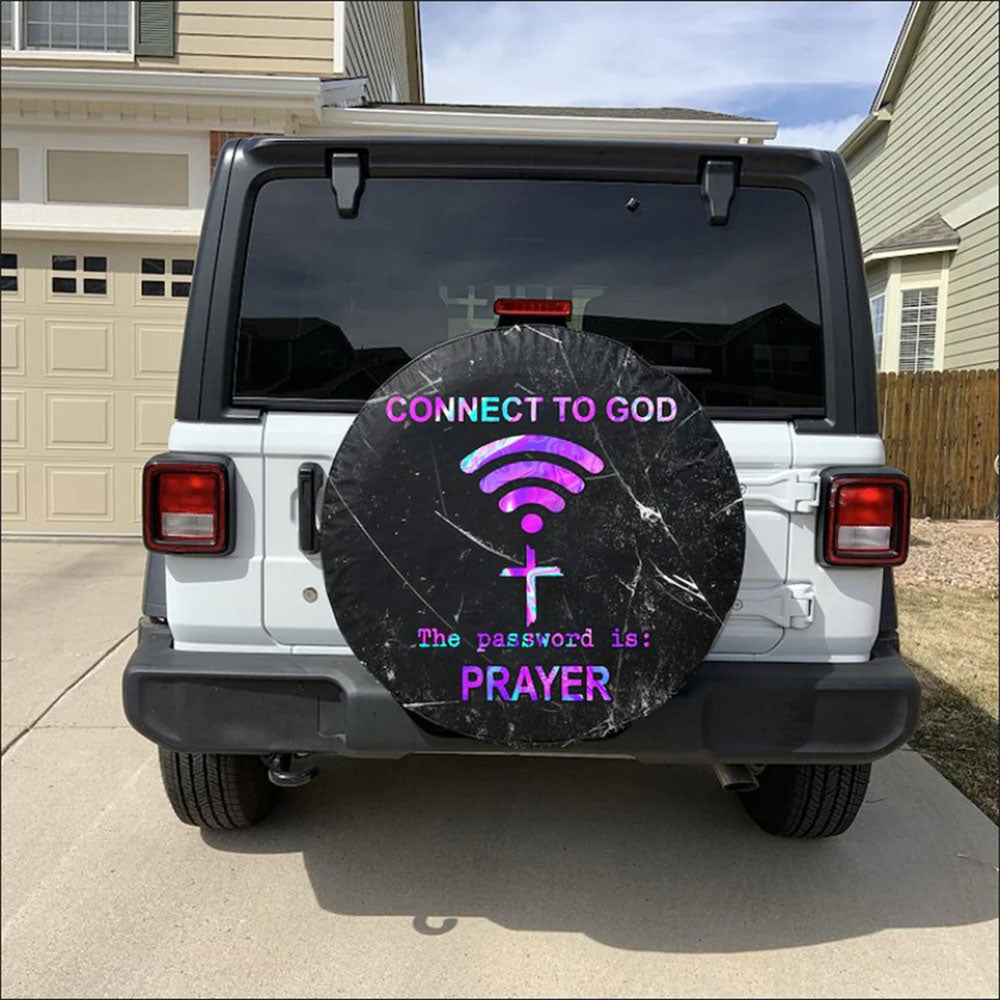 Connected To God-Password Prayer Jeep Car Spare Tire Cover