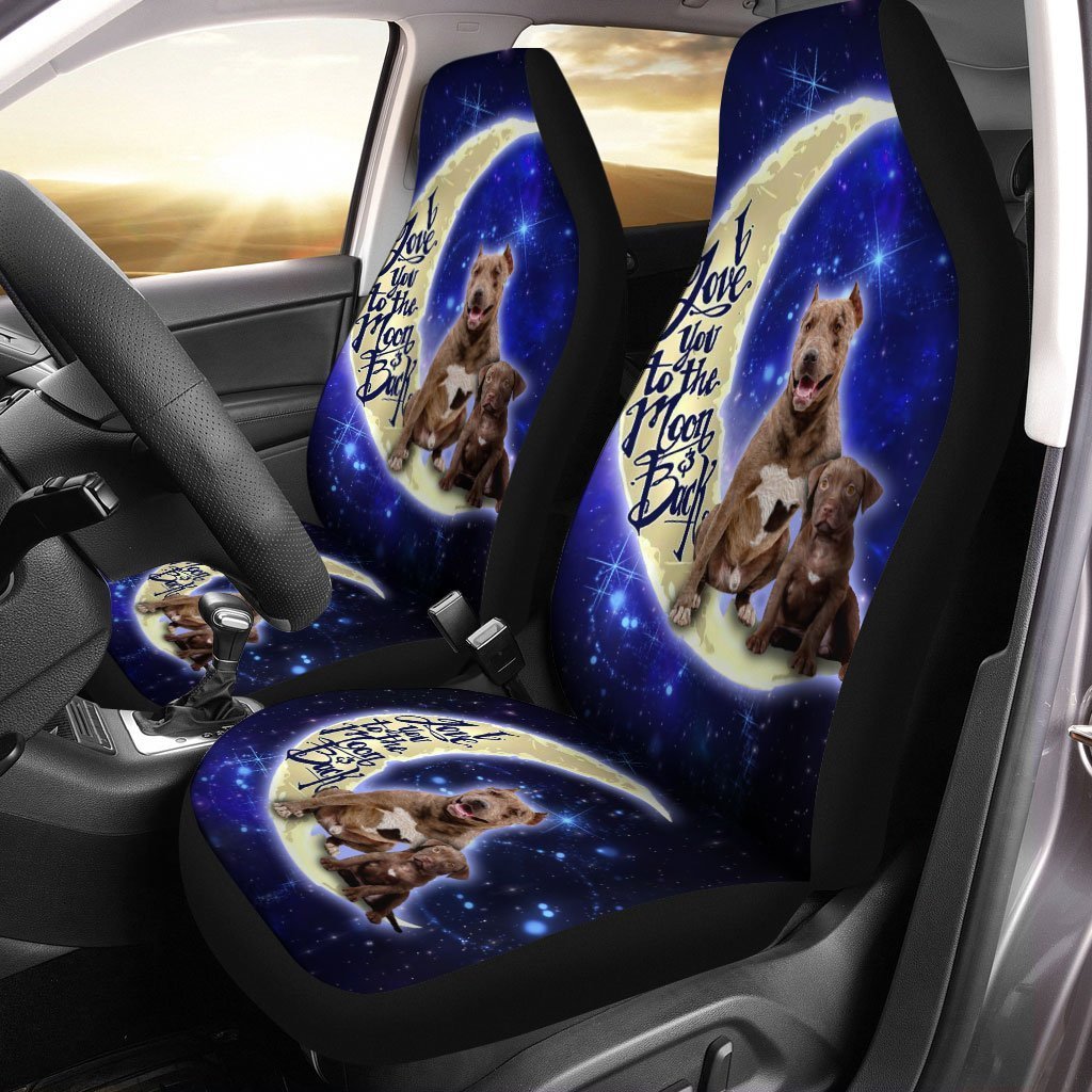 Cool Dad Pitbull Car Seat Covers Custom I Love You To The Moon And Back Car Accessories