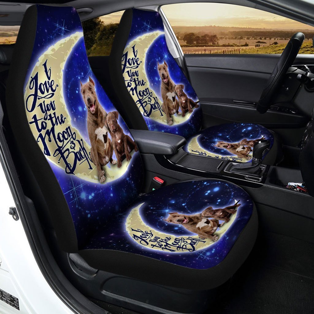 Cool Dad Pitbull Car Seat Covers Custom I Love You To The Moon And Back Car Accessories