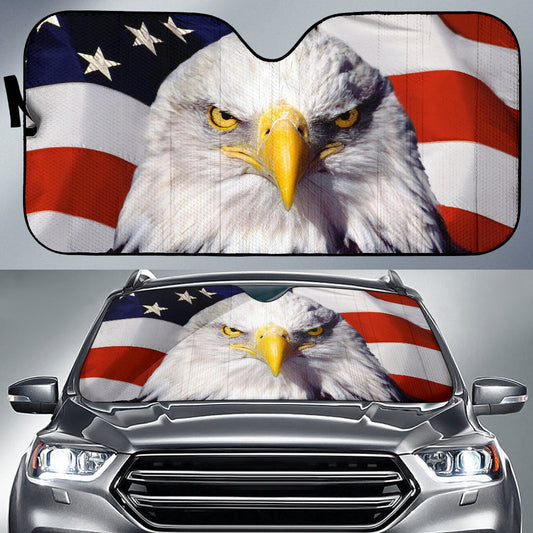 Cool Eagle American Flag  Car Auto Sun Shades Windshield Accessories Decor Gift