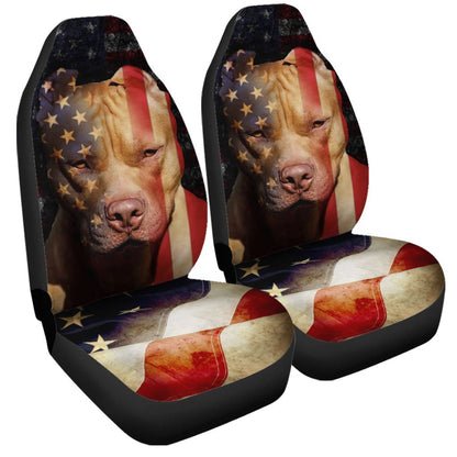 Coolest Pitbull Dog Car Seat Covers Custom American Flag Car Accessories