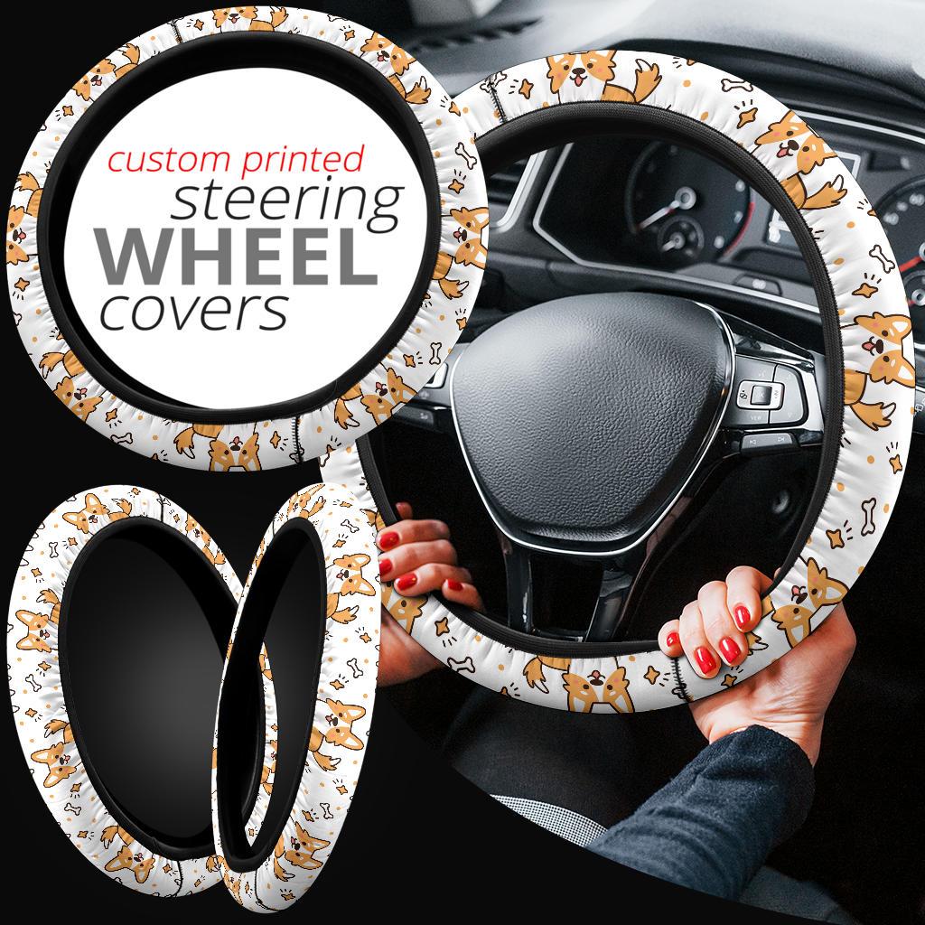 Corgi Cute Partern Premium Car Steering Wheel Cover