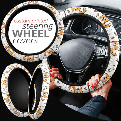 Corgi Cute Partern Premium Car Steering Wheel Cover