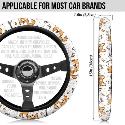 Corgi Cute Partern Premium Car Steering Wheel Cover