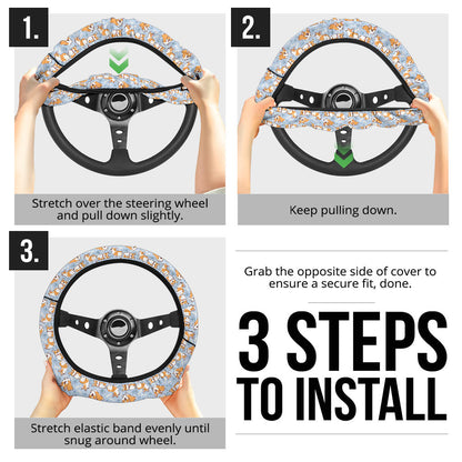 Corgi Cute Print Christmas Premium Custom Car Steering Wheel Cover