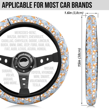 Corgi Cute Print Christmas Premium Custom Car Steering Wheel Cover