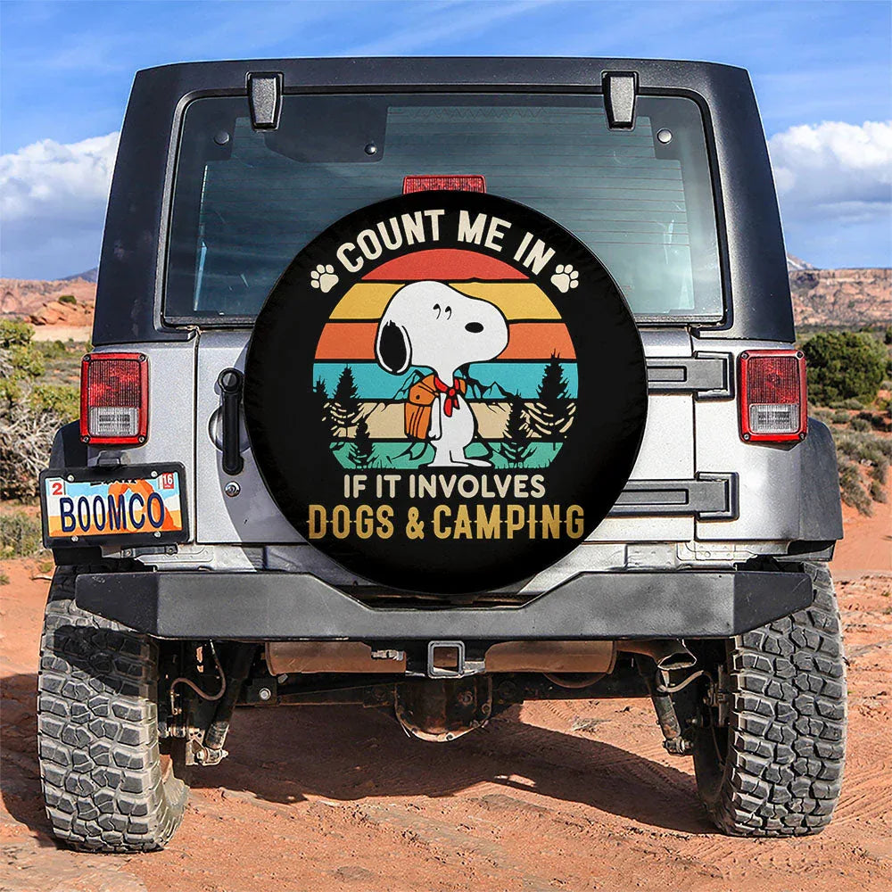 Count Me In Snoopy Dogs Camping Jeep Car Leather Spare Tire Cover - PersonalizedFury