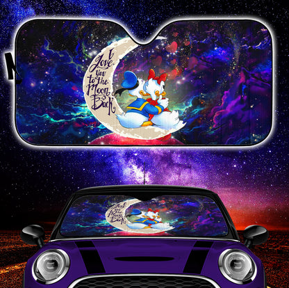 Couple Cute Duck Couple Love You To The Moon Galaxy Car Auto Sunshades