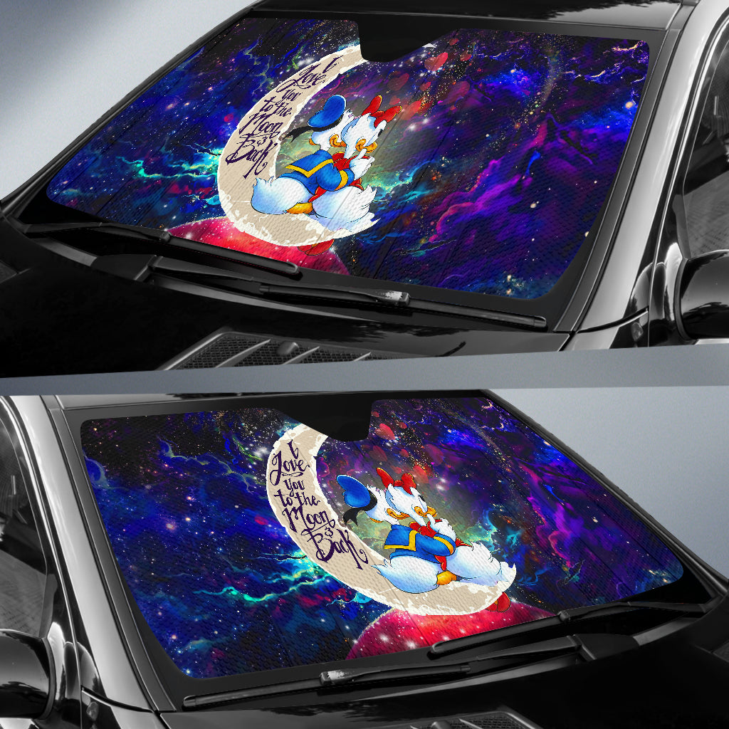 Couple Cute Duck Couple Love You To The Moon Galaxy Car Auto Sunshades