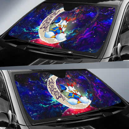 Couple Cute Duck Couple Love You To The Moon Galaxy Car Auto Sunshades