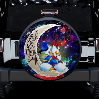 Couple Cute Duck Couple Love You To The Moon Galaxy Car Spare Tire Cover