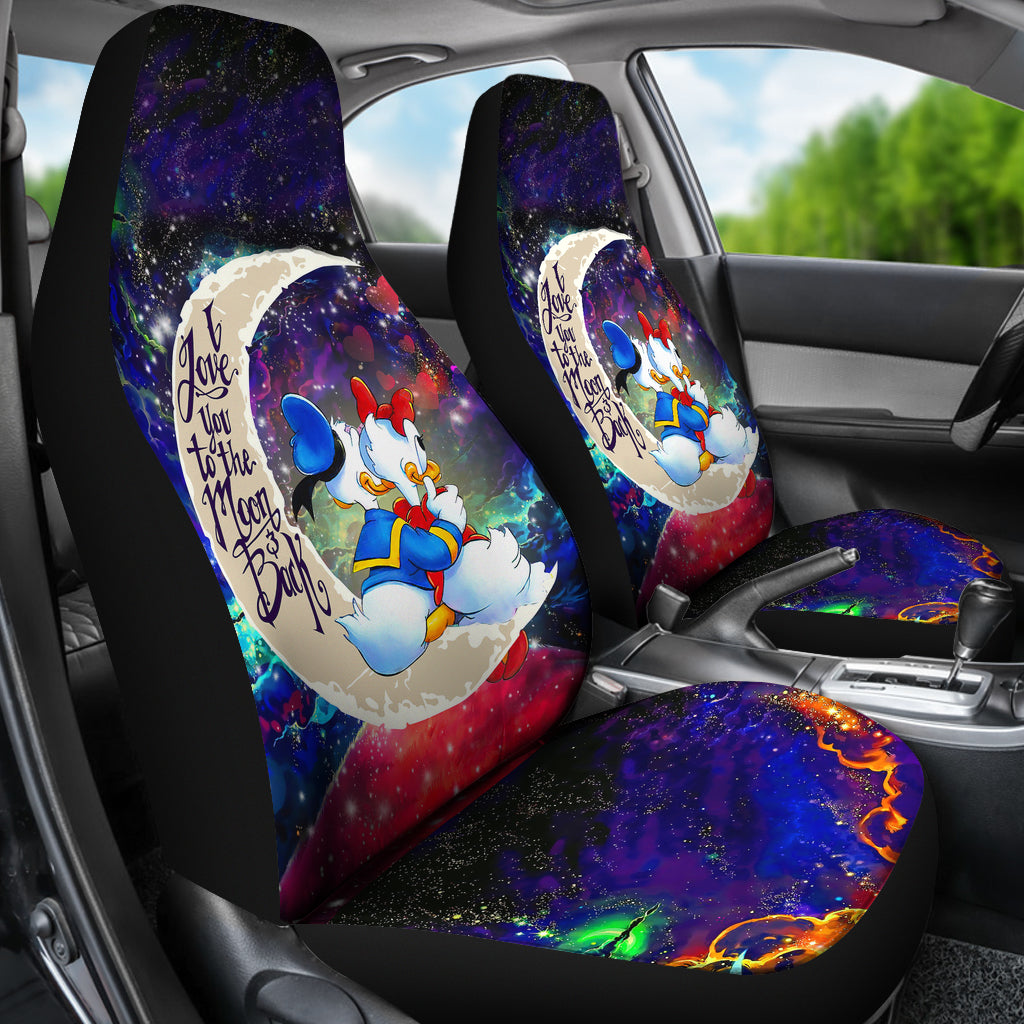 Couple Cute Duck Couple Love You To The Moon Galaxy Car Seat Covers