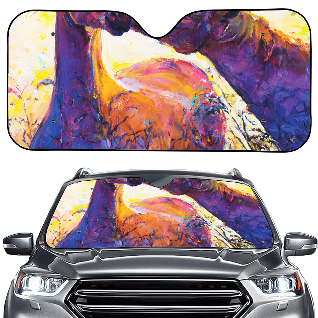 Couple Horses Portrait Print Car Windshield Sun Shade