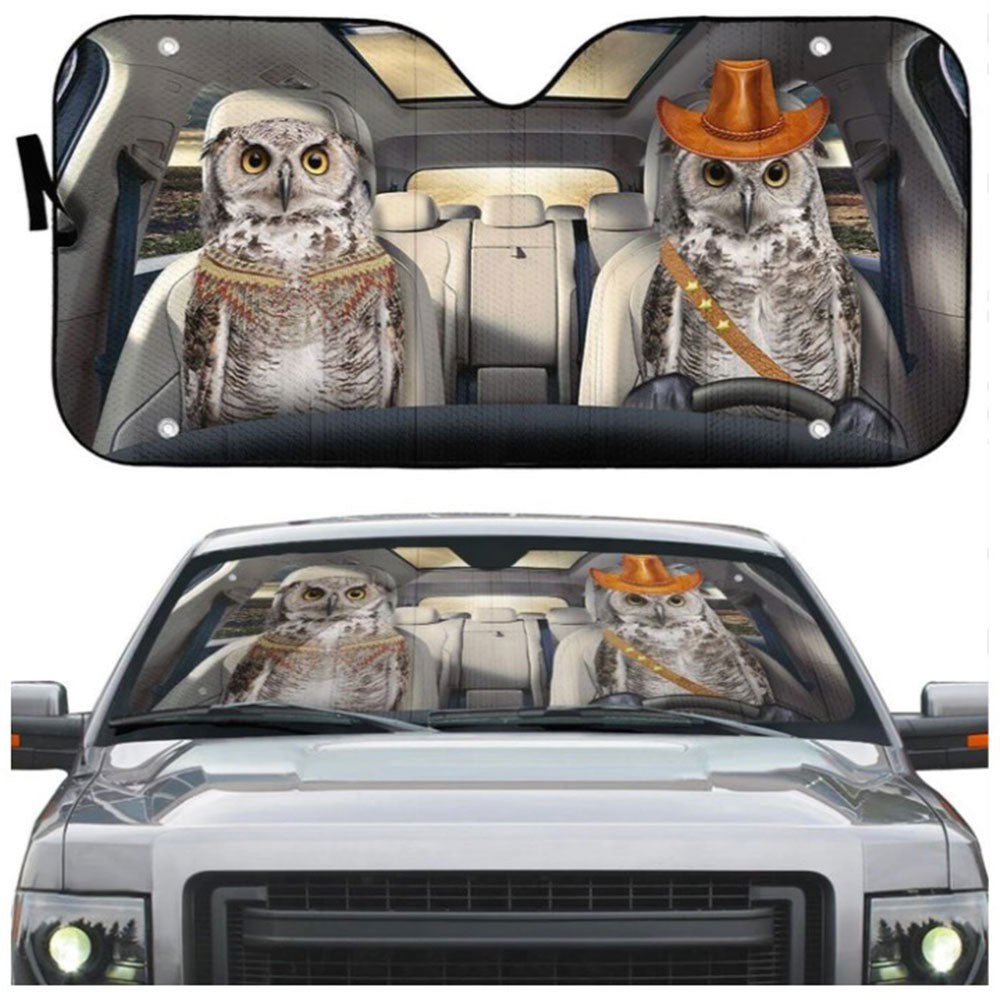 Couple Owls Car Auto Sun Shades Windshield Accessories Decor Gift