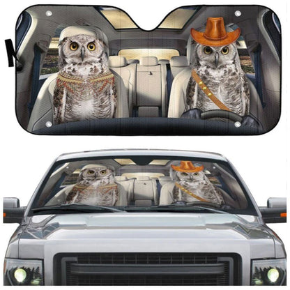 Couple Owls Car Auto Sun Shades Windshield Accessories Decor Gift