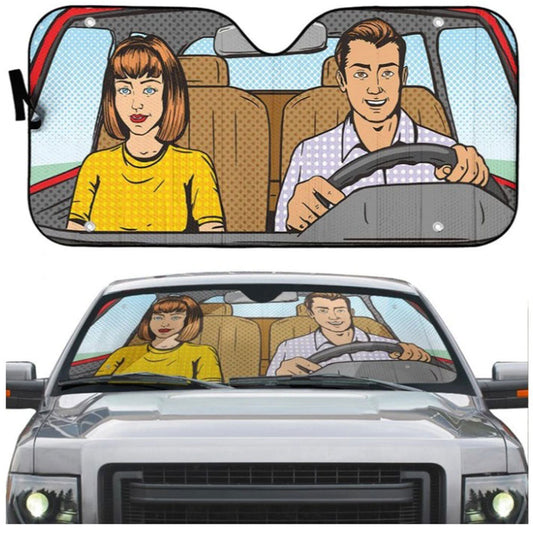 Couple Pop Art Custom Car Auto Sun Shades Windshield Accessories Decor Gift