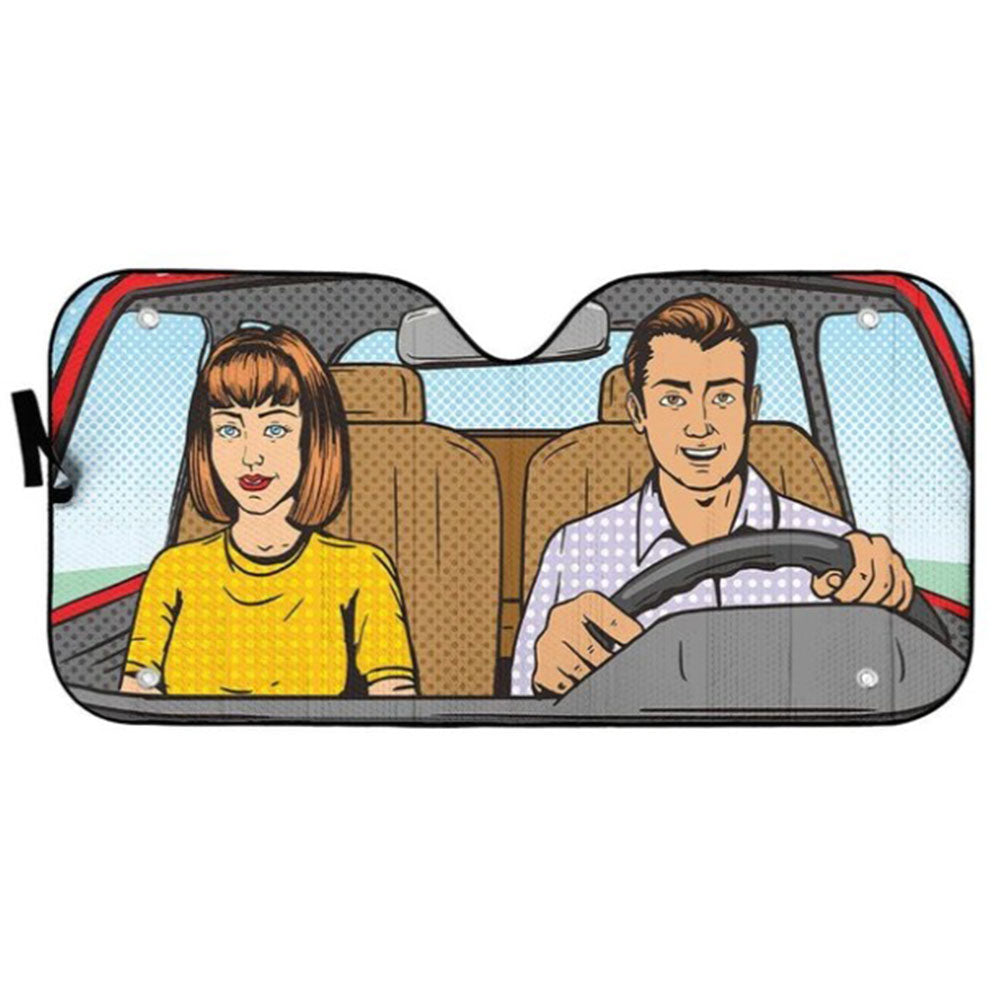Couple Pop Art Custom Car Auto Sun Shades Windshield Accessories Decor Gift