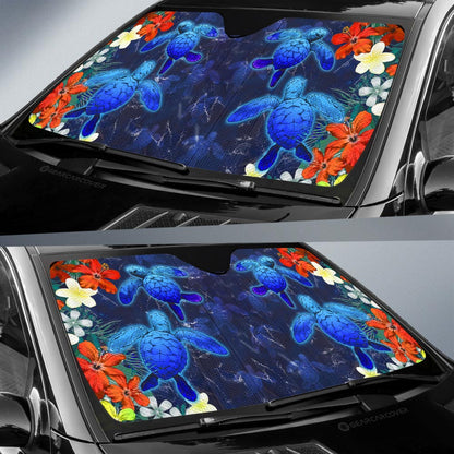 Couple Turtle Car Sunshade Custom Hibiscus Flowers Car Accessories