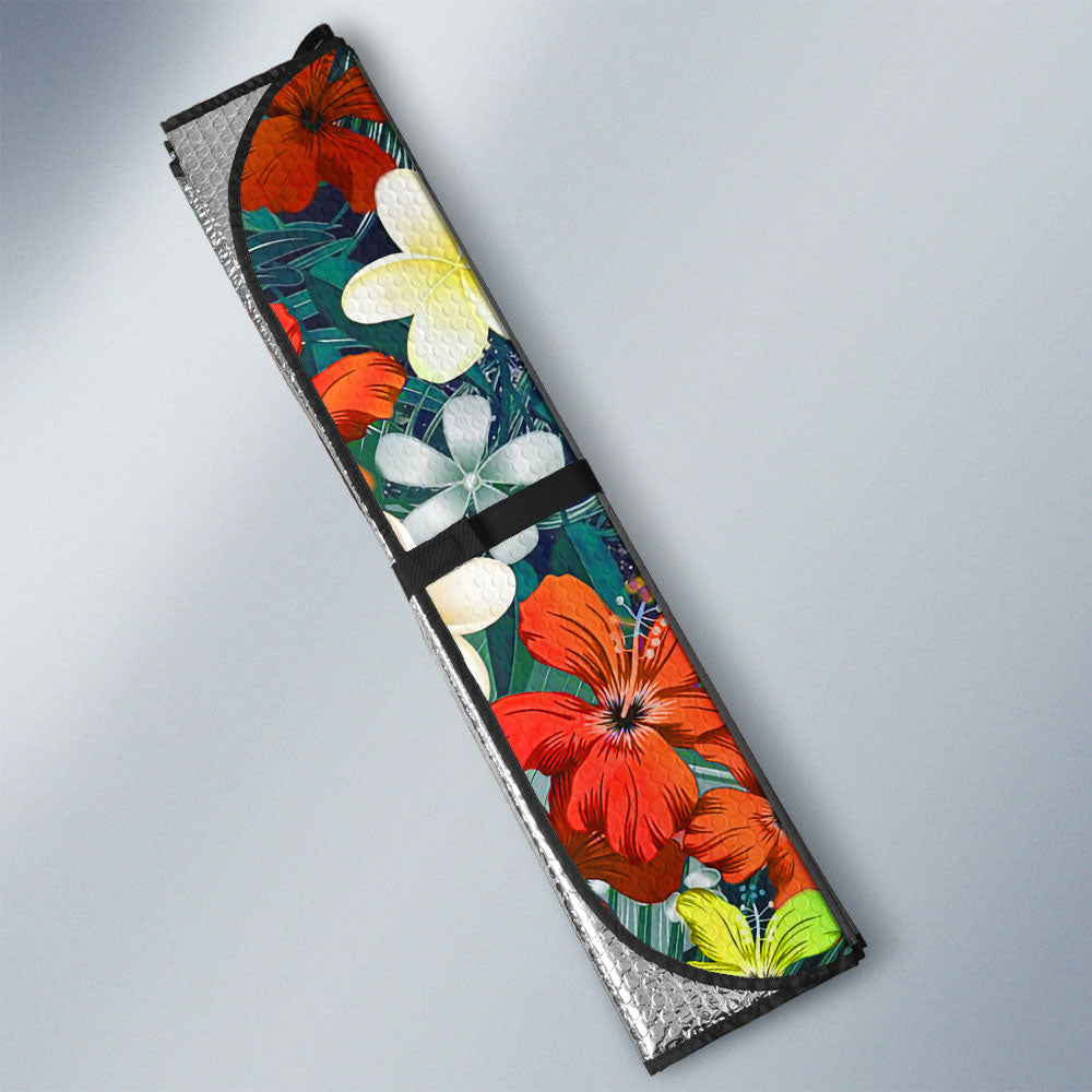 Couple Turtle Car Sunshade Custom Hibiscus Flowers Car Accessories