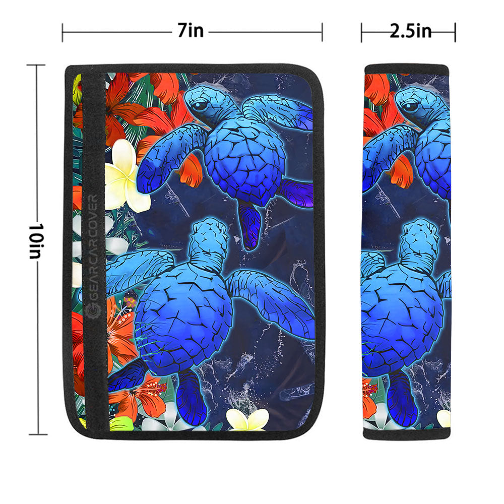 Couple Turtle Seat Belt Covers Custom Hibiscus Flowers Car Accessories