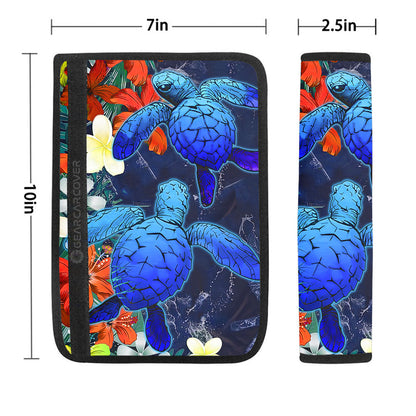 Couple Turtle Seat Belt Covers Custom Hibiscus Flowers Car Accessories