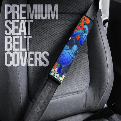 Couple Turtle Seat Belt Covers Custom Hibiscus Flowers Car Accessories