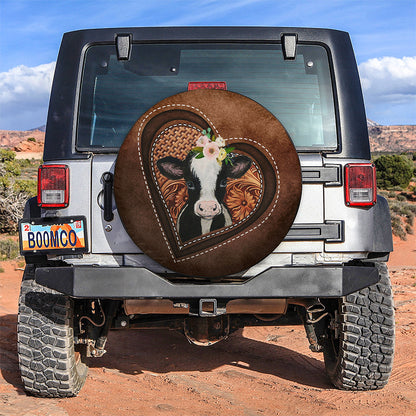 Cow Heart Flower Farm Car Spare Tire Cover