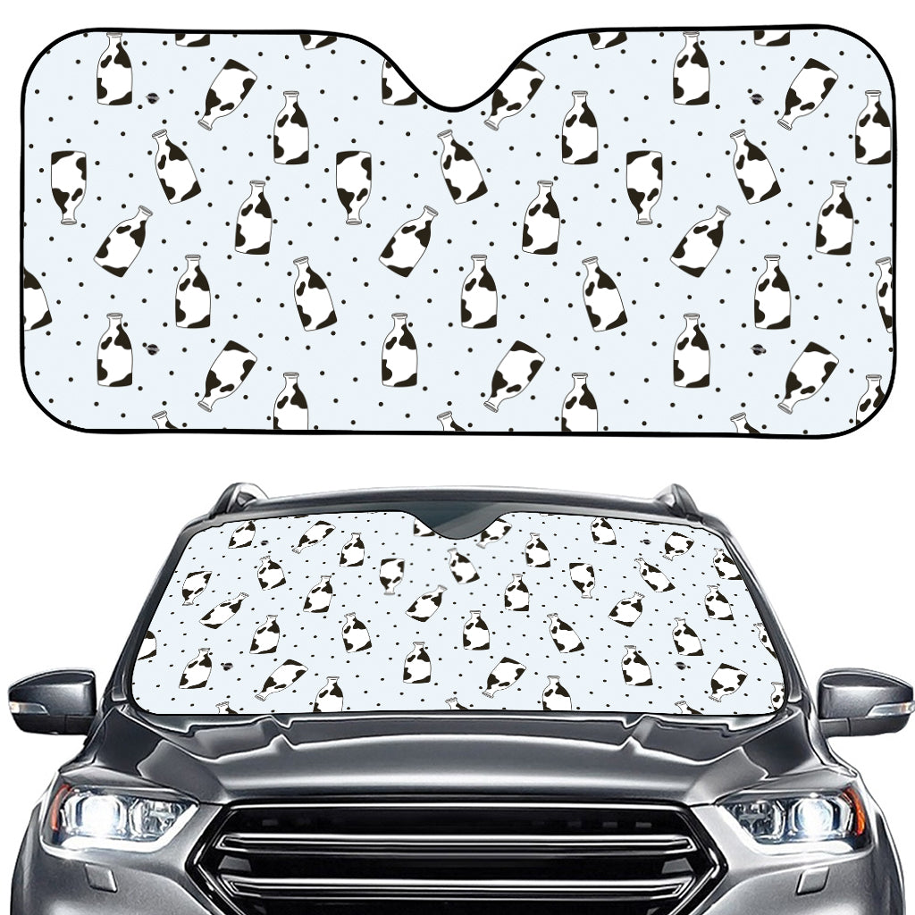 Cow Milk Bottle Pattern Print Car Windshield Sun Shade