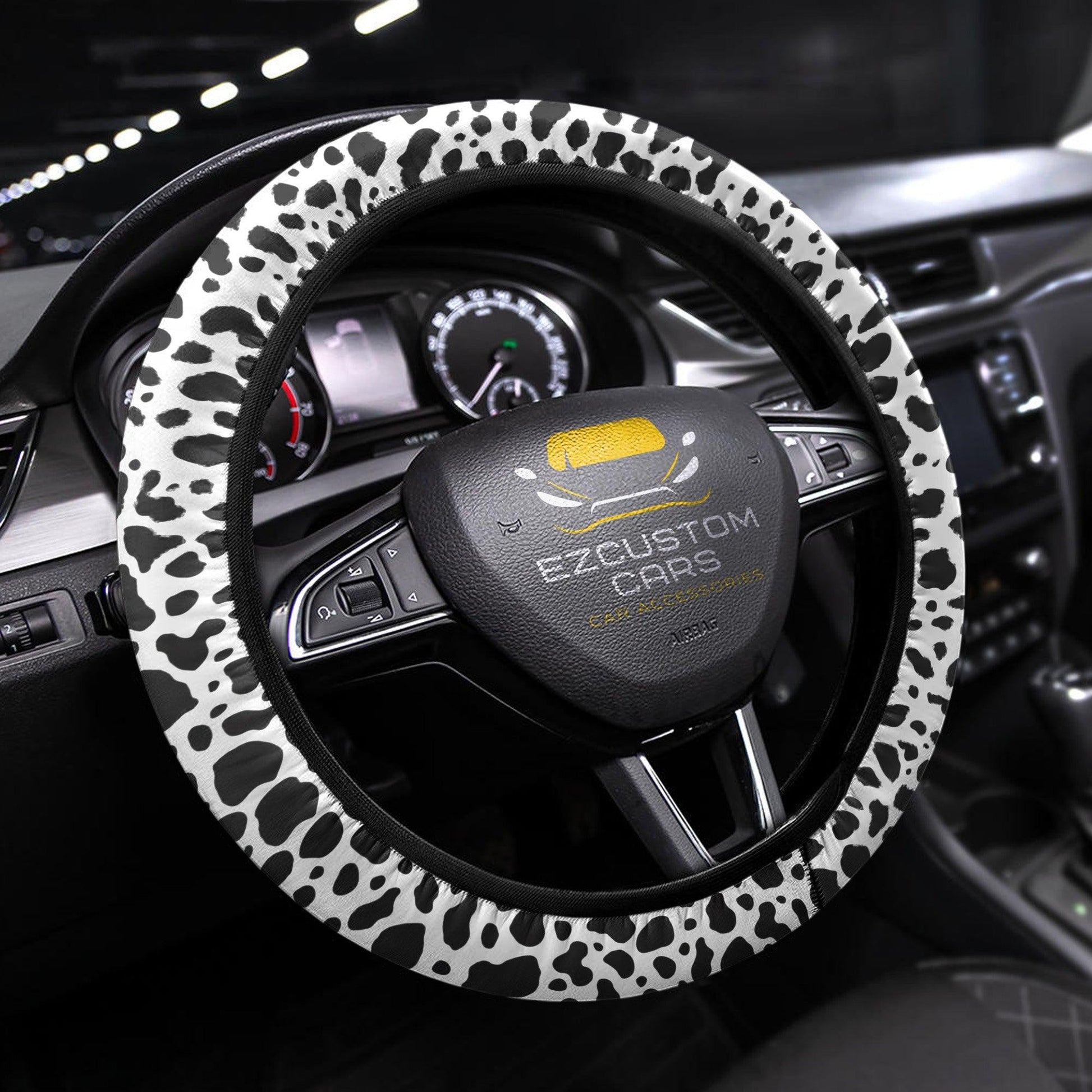 Cow Skin Anime Steering Wheel Cover Custom Animal Car Accessories