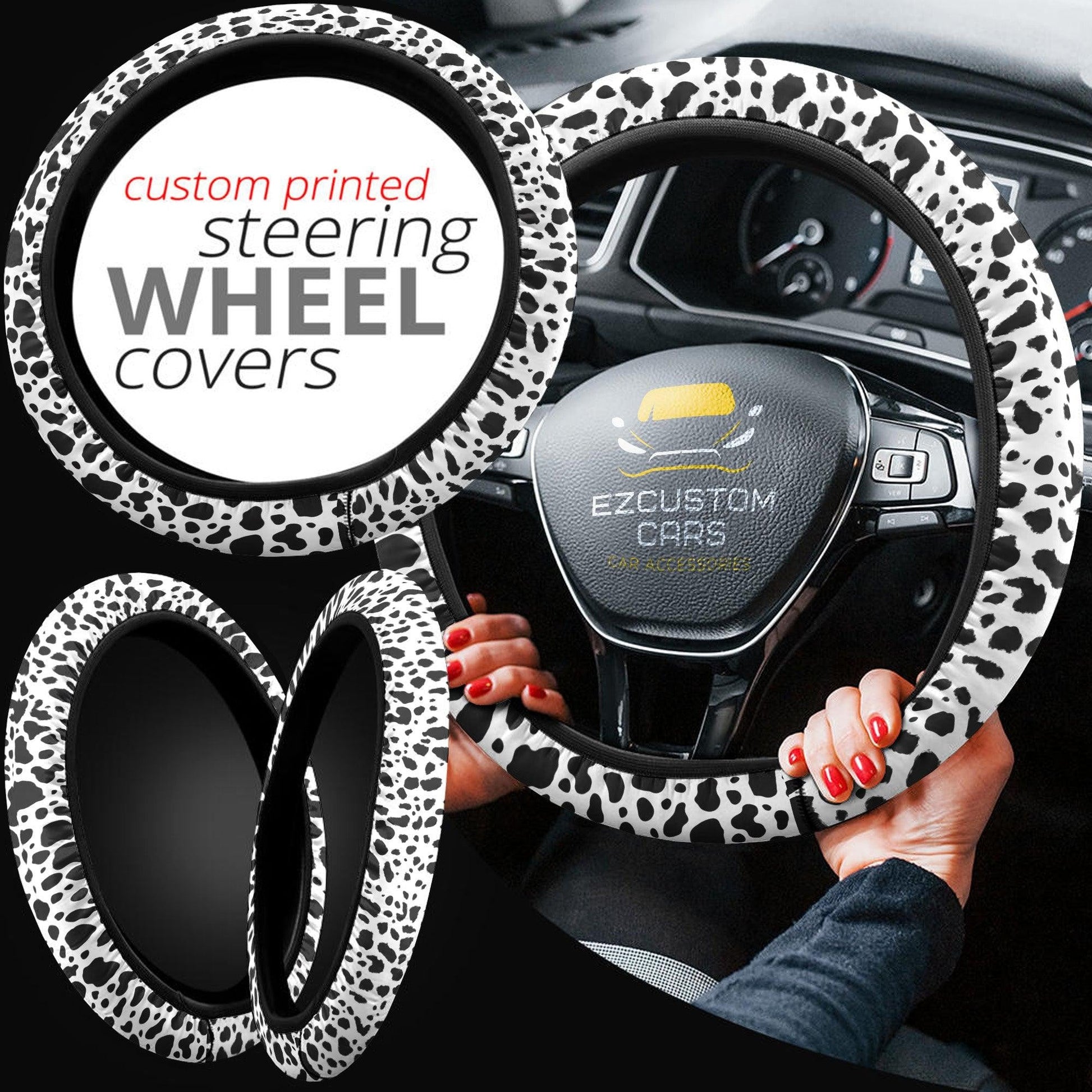 Cow Skin Anime Steering Wheel Cover Custom Animal Car Accessories
